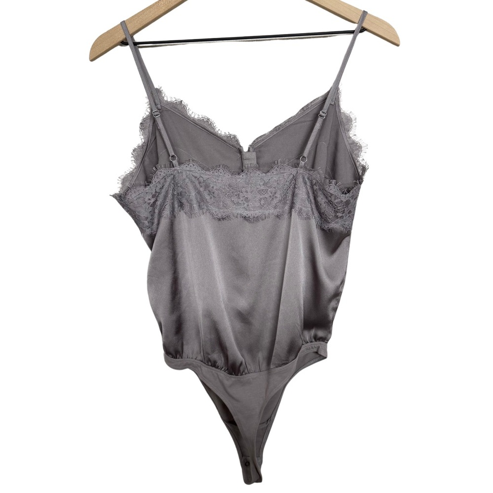 Abercrombie & Fitch Muted Lilac Cami Bodysuit Lace Romantic Eyelash Snap Button - Picture 5 of 8